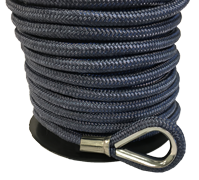 Polyester Blei-Ankerleine, 10mmx30m, Bleivorläufer=10m, Mit Niro Kausch, Dunkelblau (Bruchlast 800kg)