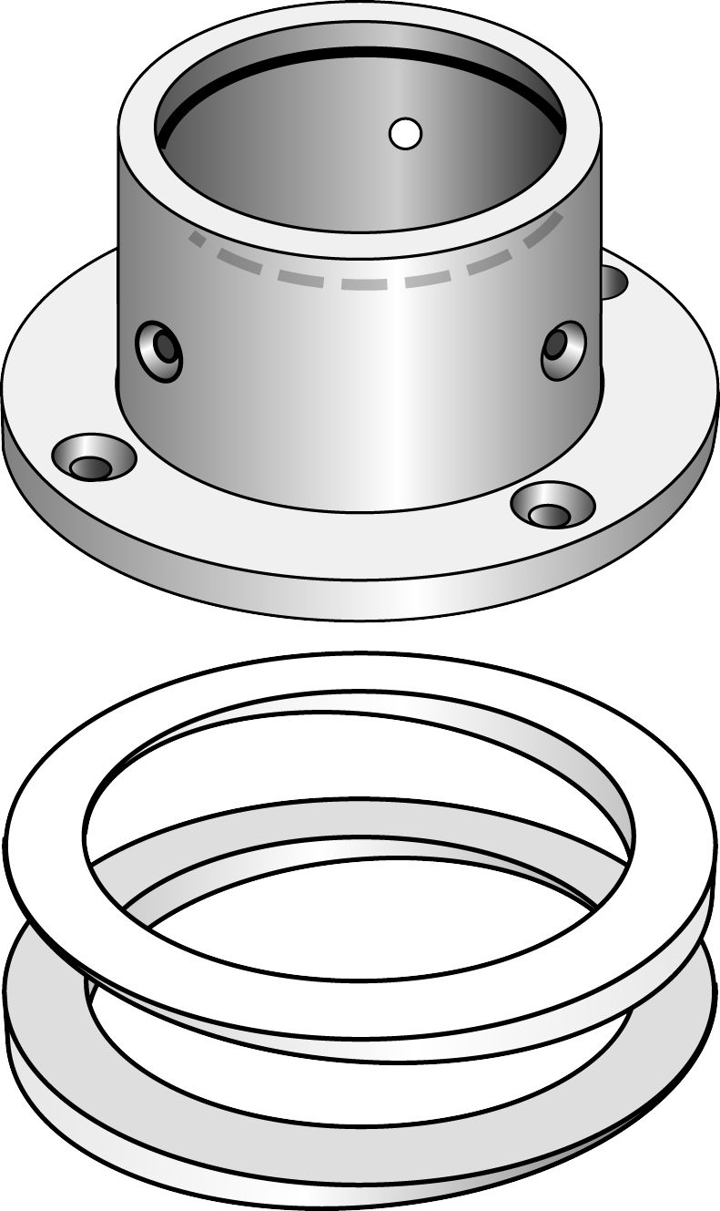 Deckshalterung mit O-Ring für NOA Radarmast