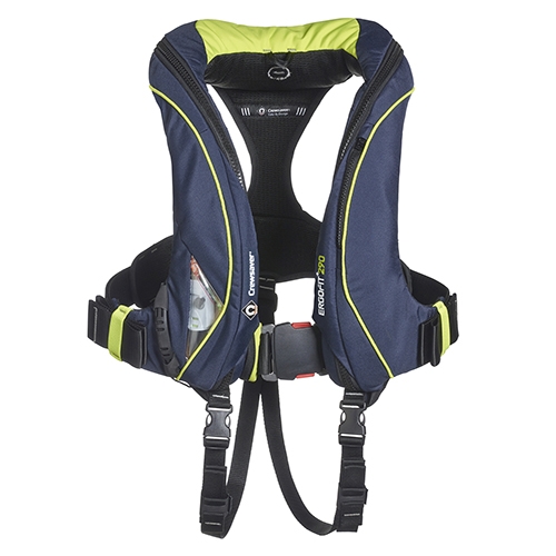 ErgoFit+ 290N, Automatic, 9165NBGAP, Rettungsweste,dunkelblau/grün, integrierter Lifebelt (Harness), Notlicht und Spritzschutzhaube