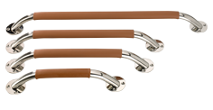 Niro Handlauf Mit Leder-Überzug, Ø24x20mm (Oval), H=73mm, L=380mm
