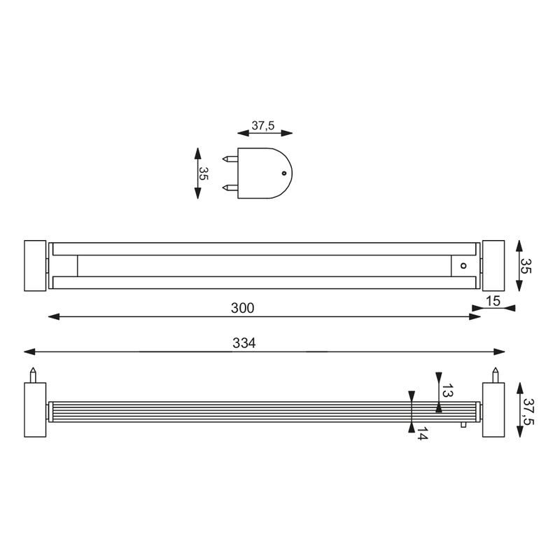 Prebit LED-Unterbauleuchte UB01-3, 300mm, chrom-ma Prebit LED-Unterbauleuchte UB01-3, 300mm, chrom-ma