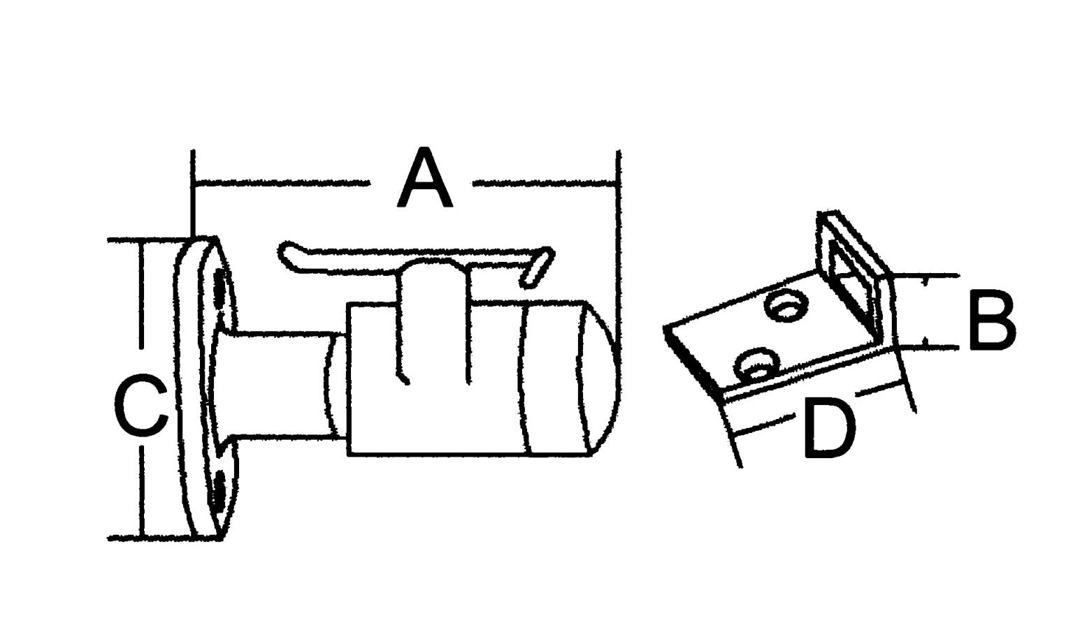 Niro Türfeststeller Mit Fanghaken Und Integriertem Türpuffer, A=61mm, B=17mm, C=50mm, D=30mm