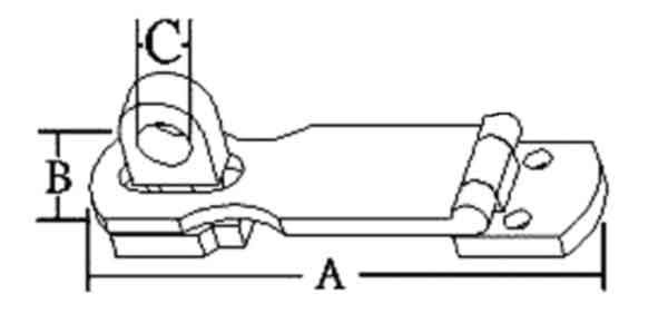 Niro Scharnier Für Hängeschloß, A=75mm, B=25mm, C=9mm