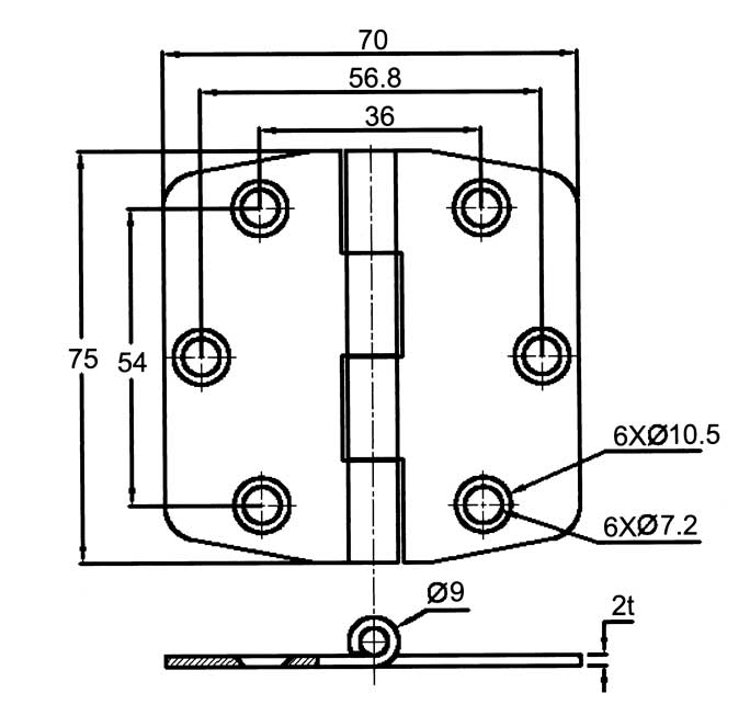 Niro Scharnier Mit Abdeckung Für Schranktüre, 75x75x2mm