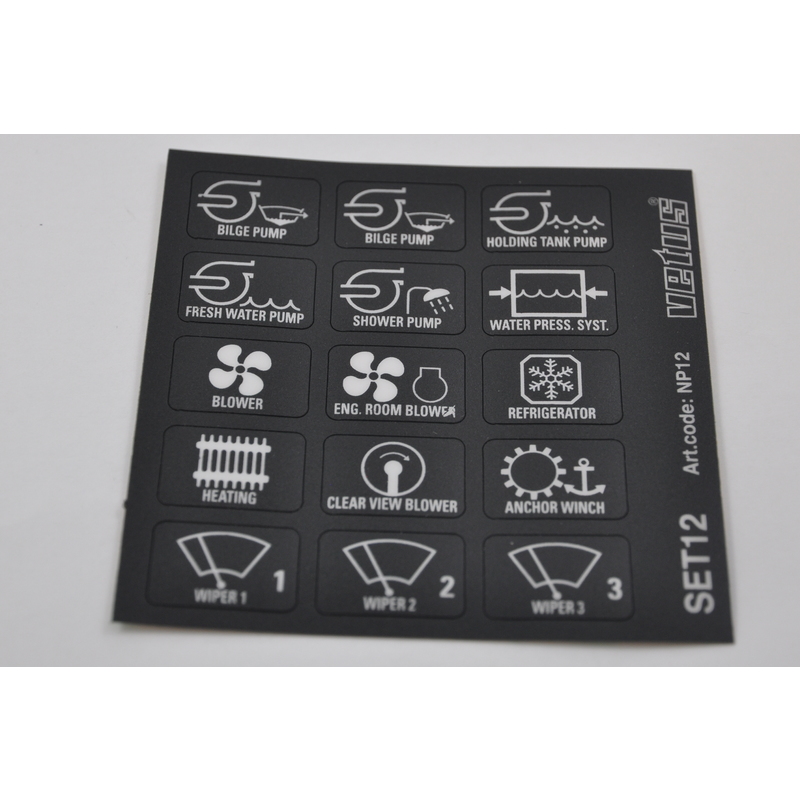 Vetus Aufkleber Set-Verbraucher für Panel P6 P12 Vetus Aufkleber Set-Verbraucher für Panel P6 P12