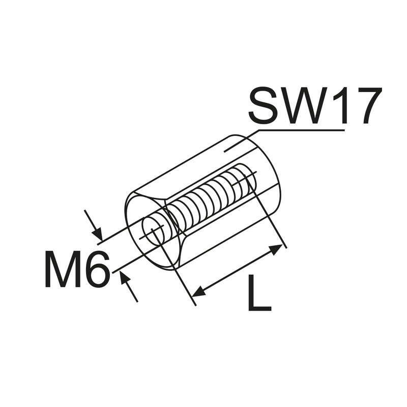 Webasto Distanzmutter, M6x20, Stahl verzinkt, 10 Webasto Distanzmutter, M6x20, Stahl verzinkt, 10