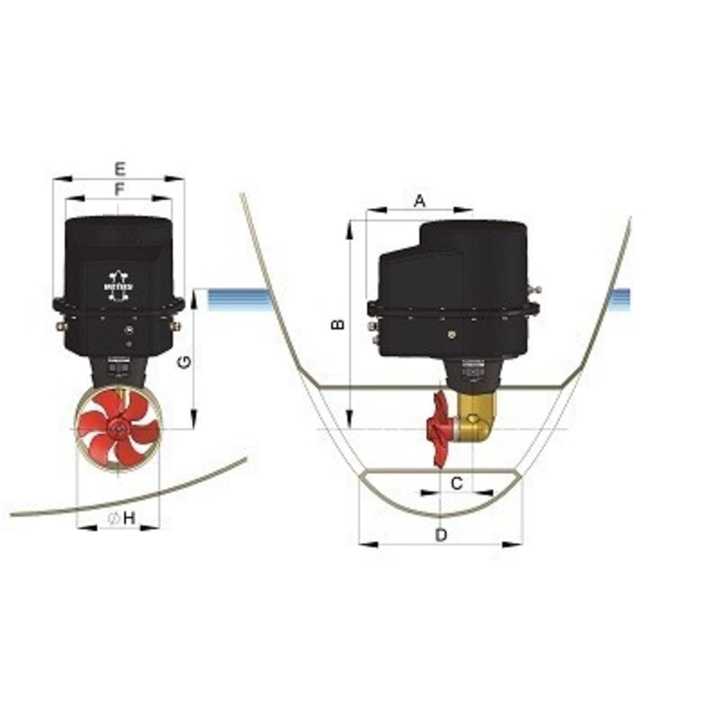 Vetus elektr. Bugschraube, 1050N / 105kgf,24V