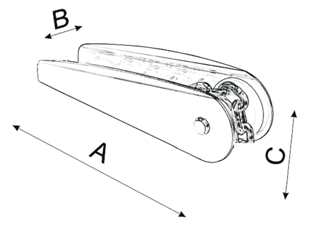 Niro Ankerbugrolle, A=200mm, B=50mm, C=65mm (Festes Modell, Bis 7,5kg)