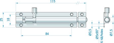 Bolzenriegel Messing verchromt