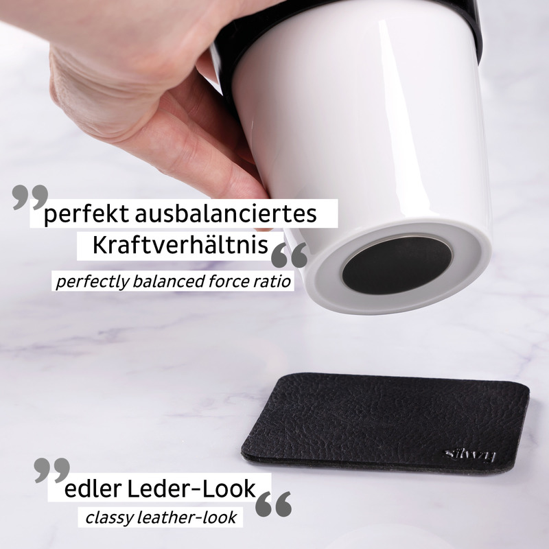 Porzellan TO-GO-CUP inkl. Untersetzer BLACK