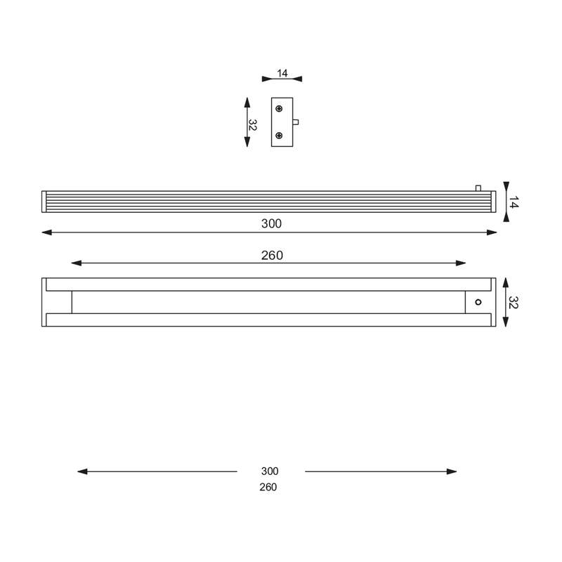 Prebit LED-Unterbauleuchte UB01-1, 300mm, chrom-gl Prebit LED-Unterbauleuchte UB01-1, 300mm, chrom-gl
