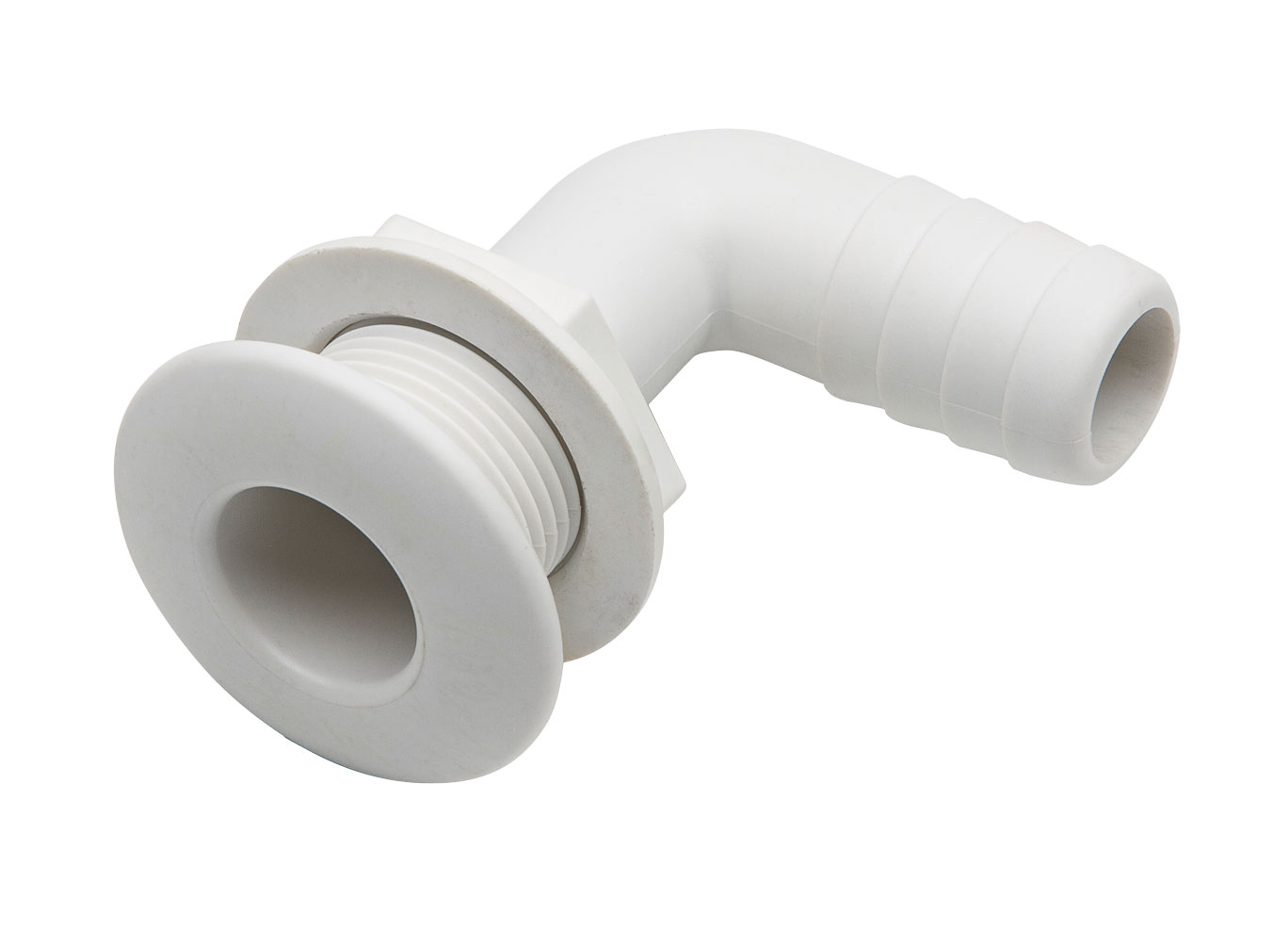 Kunststoff Rechtwinkliger Borddurchlass, Ø3/4"X19mm, Weiß