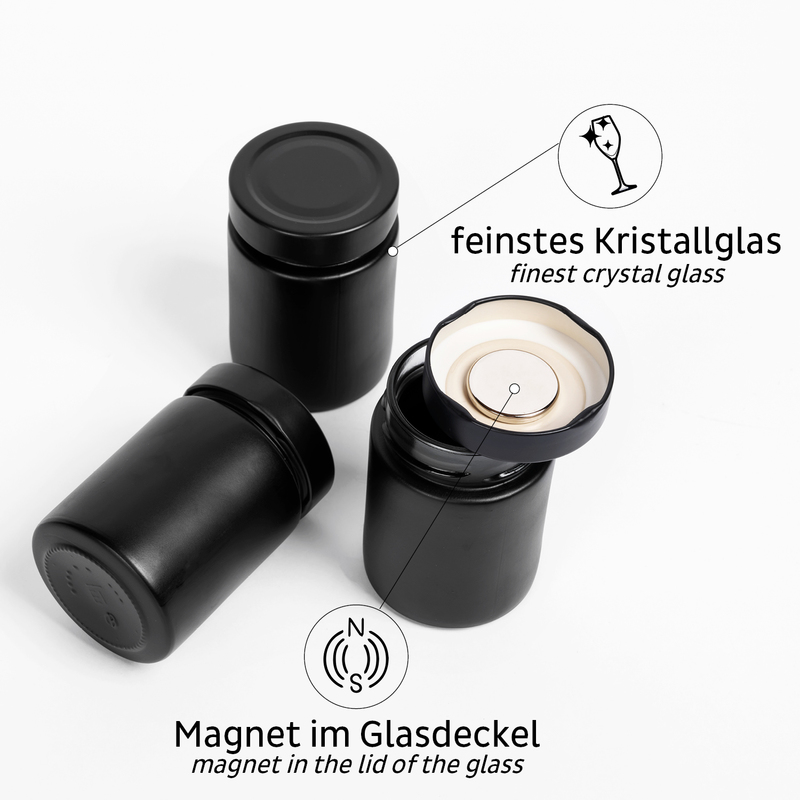 Silwy Feinkost-Magnetgläser BLACK 3er Set