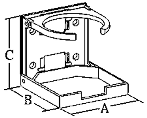 Kunststoff Getränkehalter, Klappbar, A=104mm, B=98mm, C=94mm, Weiß