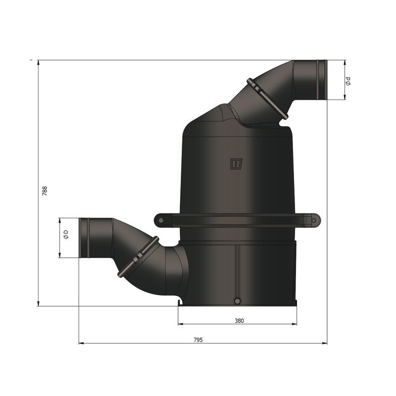 Vetus Wassersammler, schwarz, Ø 102mm Vetus Wassersammler, schwarz, Ø 102mm
