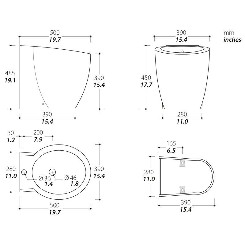 Tecma Privileg Bidet - ohne Mischamatur
