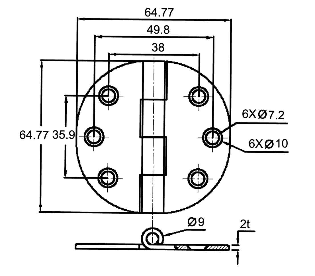Niro Scharnier Mit Abdeckung Für Schranktüre, 64,7x64,7x2mm