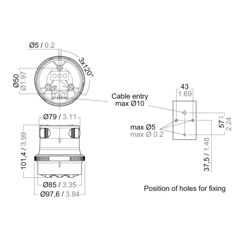 Aquasignal S34 LED Topp-Laterne, 3nm, QF, weiß