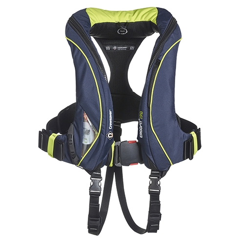 ErgoFit+ 190N, Automatic, 9155NBGAP, Rettungsweste, dunkelblau/grün, integrierter Lifebelt (Harness), Notlicht und Spritzschutzhaube