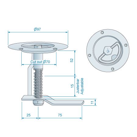 Bodenverriegelung rostfrei 97x78mm