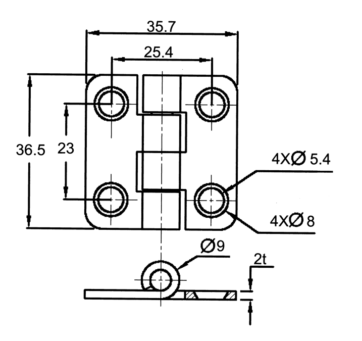 Niro Scharnier Mit Abdeckung Für Schranktüre, 37x36x2mm